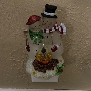 Festive Snowman Night Light - Orange Glow